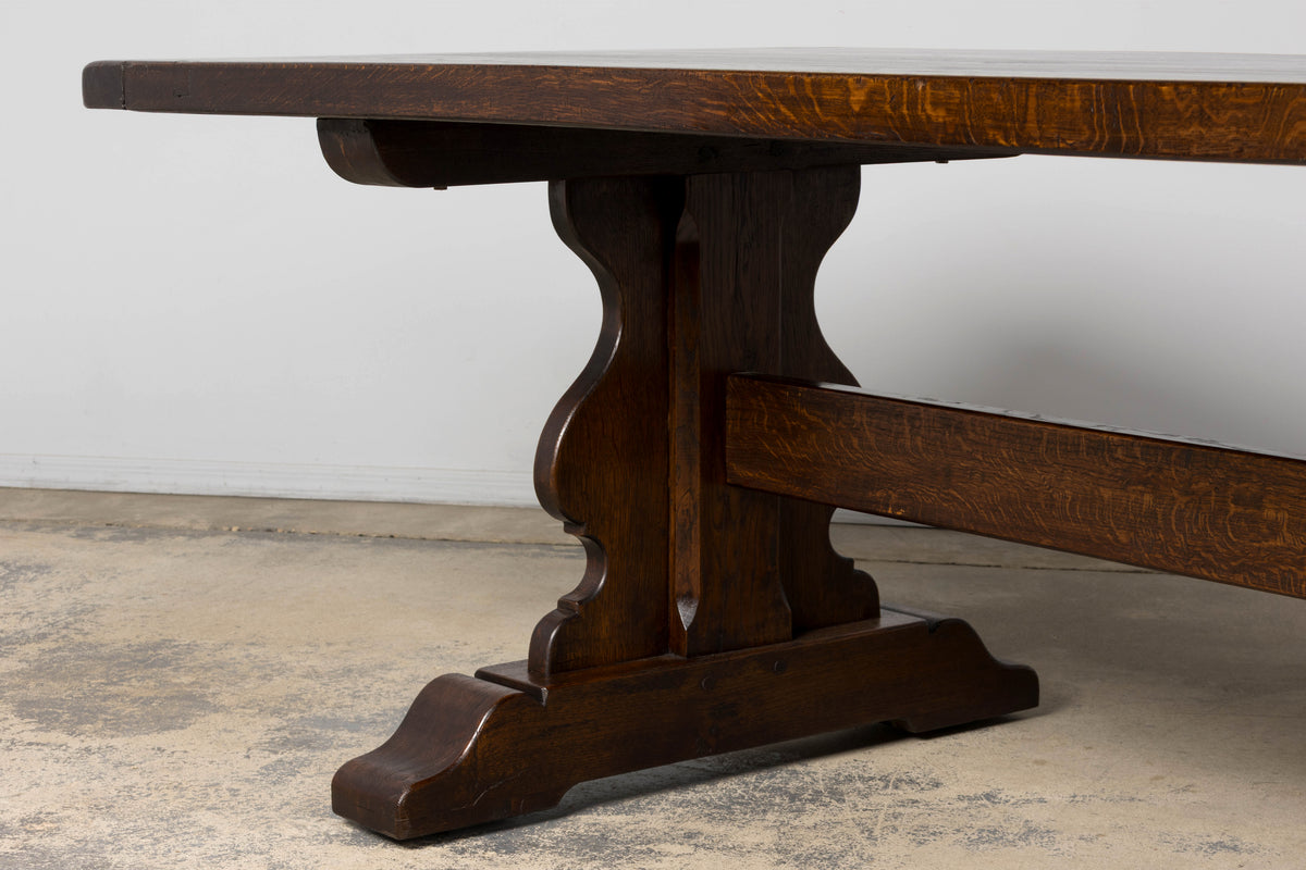 Antique French Oak Monastery Trestle Dining Table