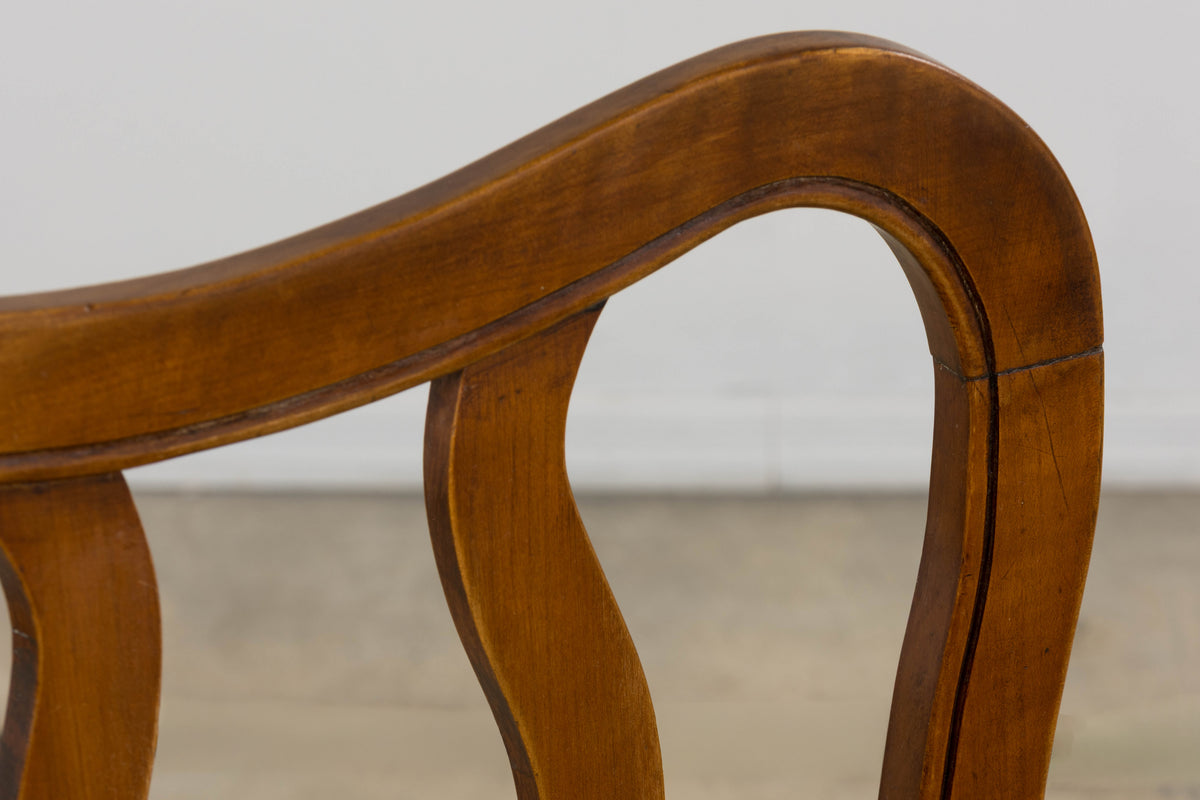 Antique French Provincial Walnut Dining Chairs with Rush Seats - Set of 8