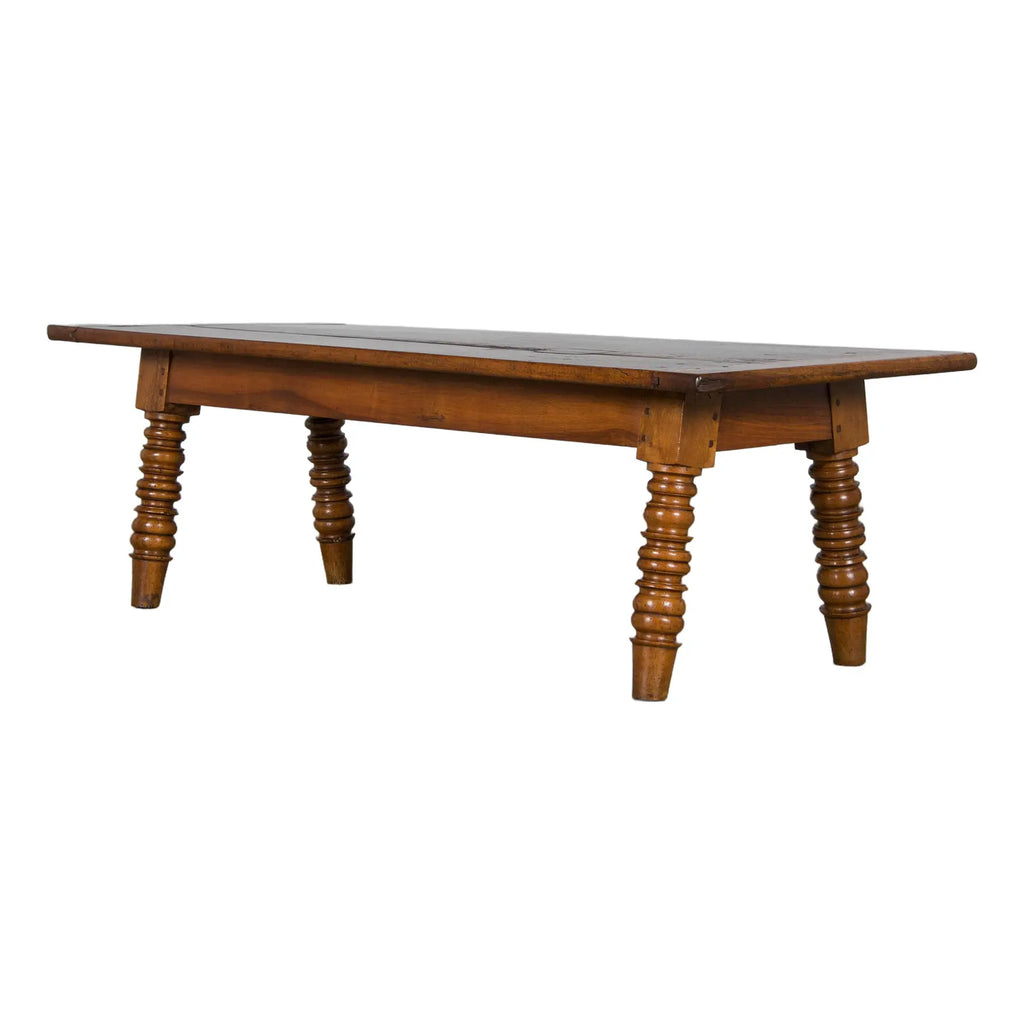 Antique Country French Provincial Walnut Farmhouse Coffee Table