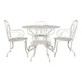 Antique French Art Nouveau White Wrought Iron Painted Garden Set