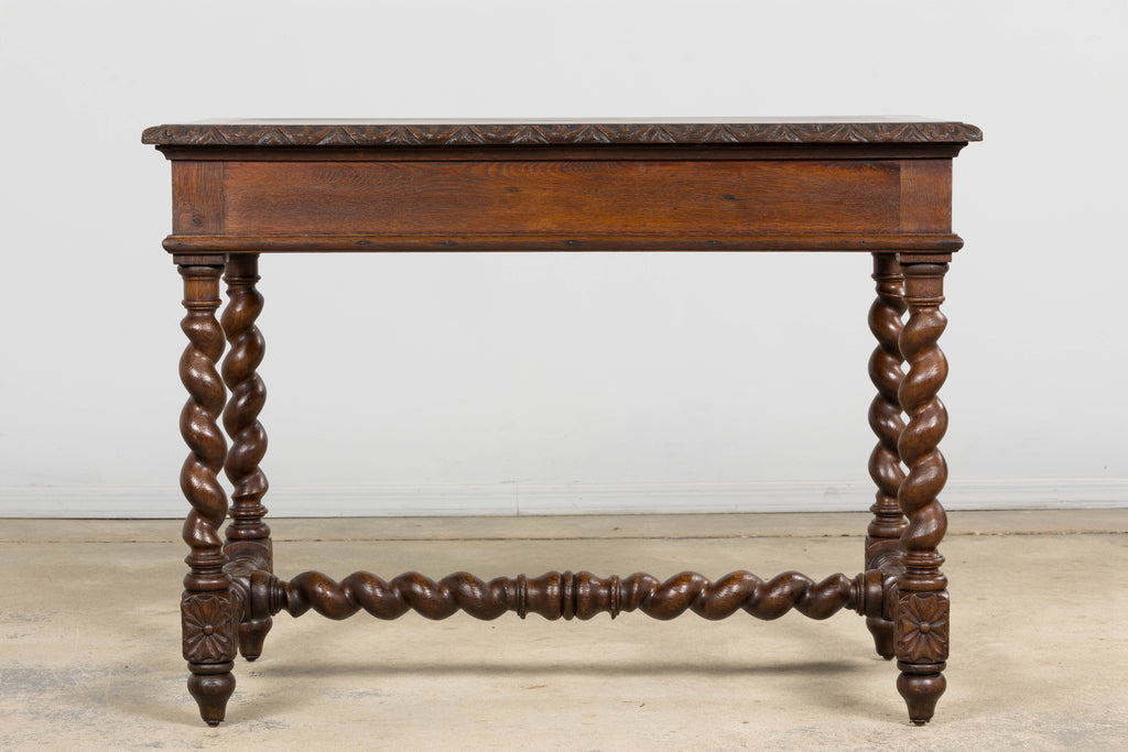 Antique French Louis XIII Style Oak Writing Table or Side Table, Late 19th Century