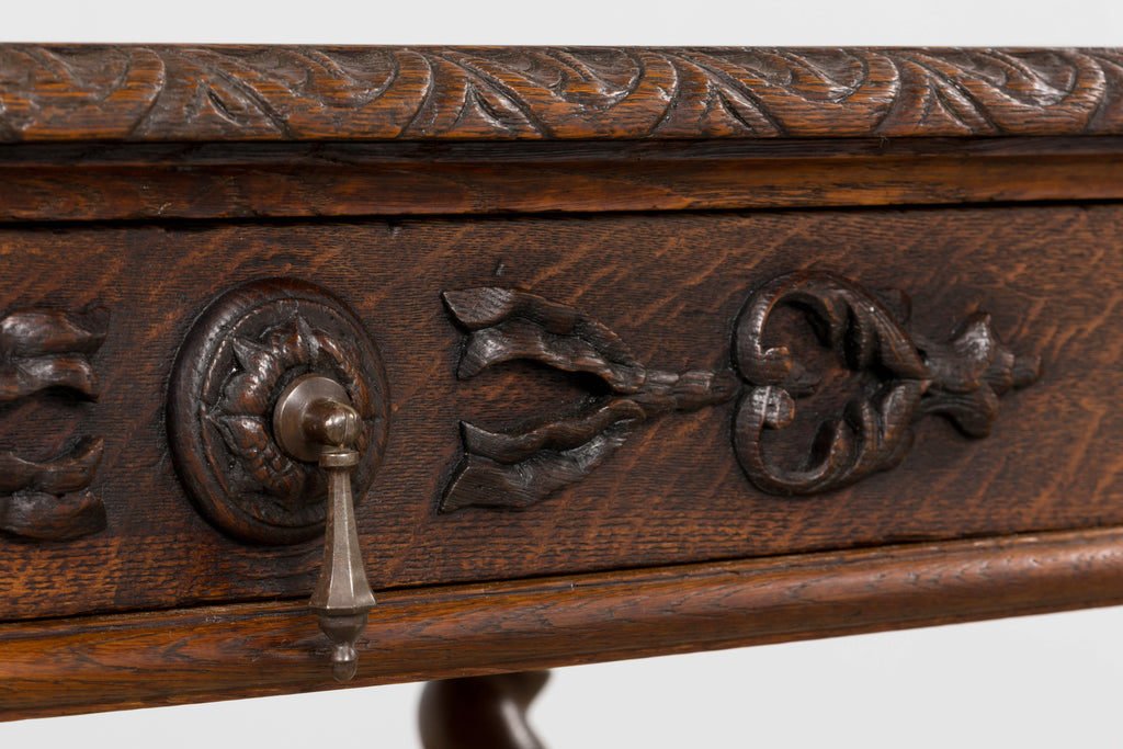 Antique French Louis XIII Style Oak Writing Table or Side Table, Late 19th Century