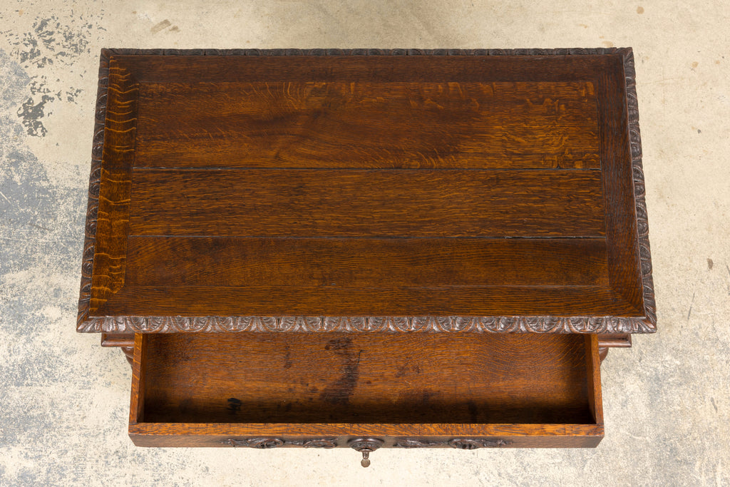 Antique French Louis XIII Style Oak Writing Table or Side Table, Late 19th Century