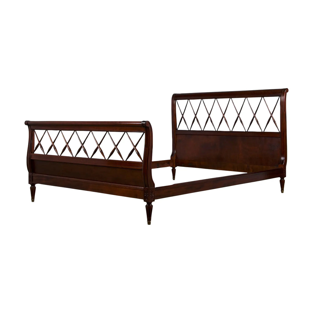 Antique French Louis XVI Style Mahogany Full Size Bedframe