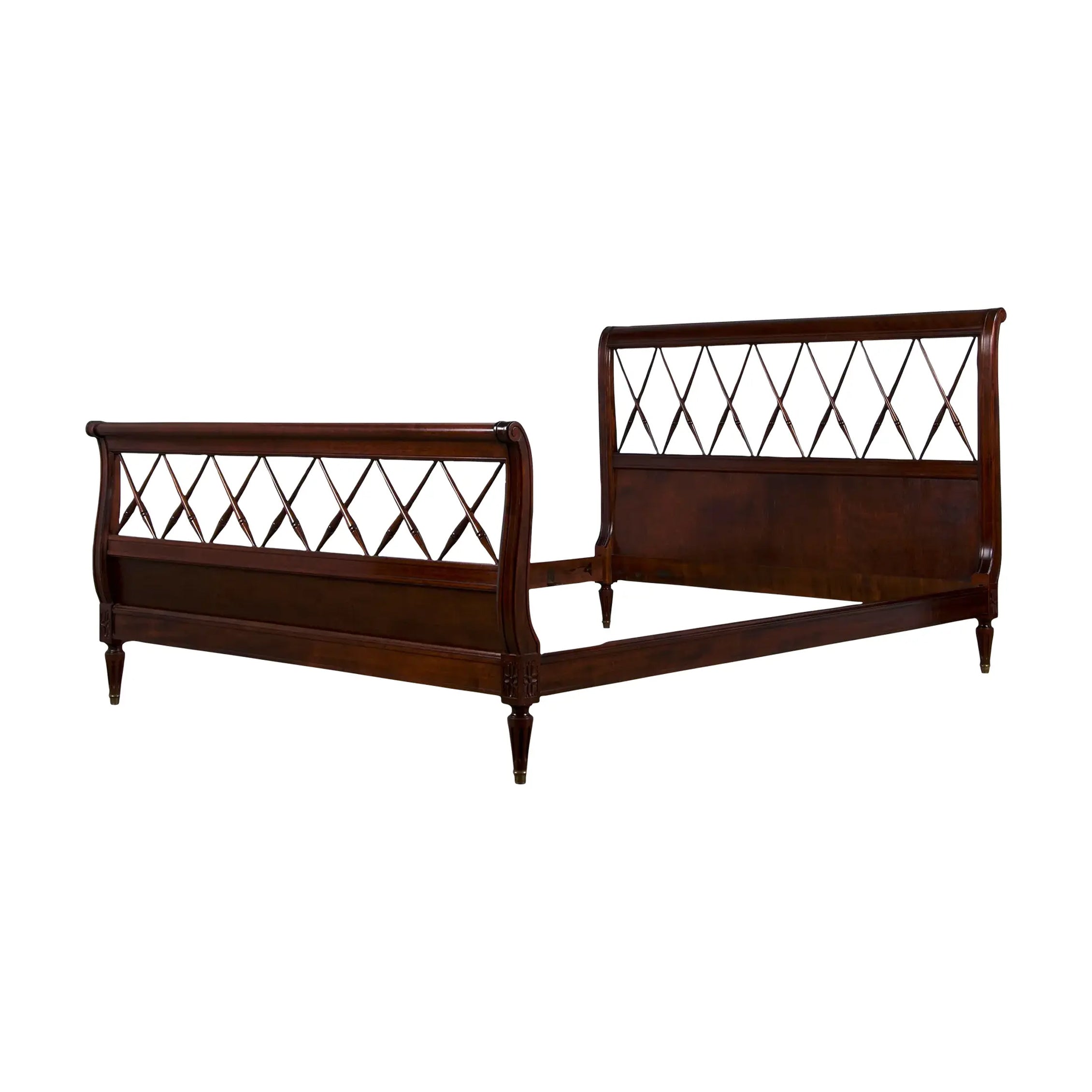 Antique French Louis XVI Style Mahogany Full Size Bedframe