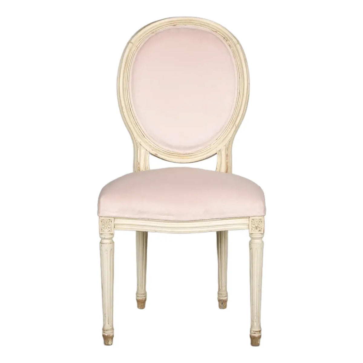 Antique French Louis XVI Style Painted Side Chair in Peony Pink Velvet
