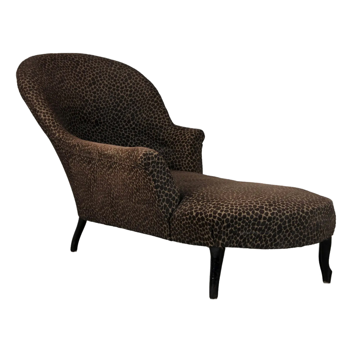 Antique French Napoleon III Style Chaise Lounge W/ Mocha Chenille