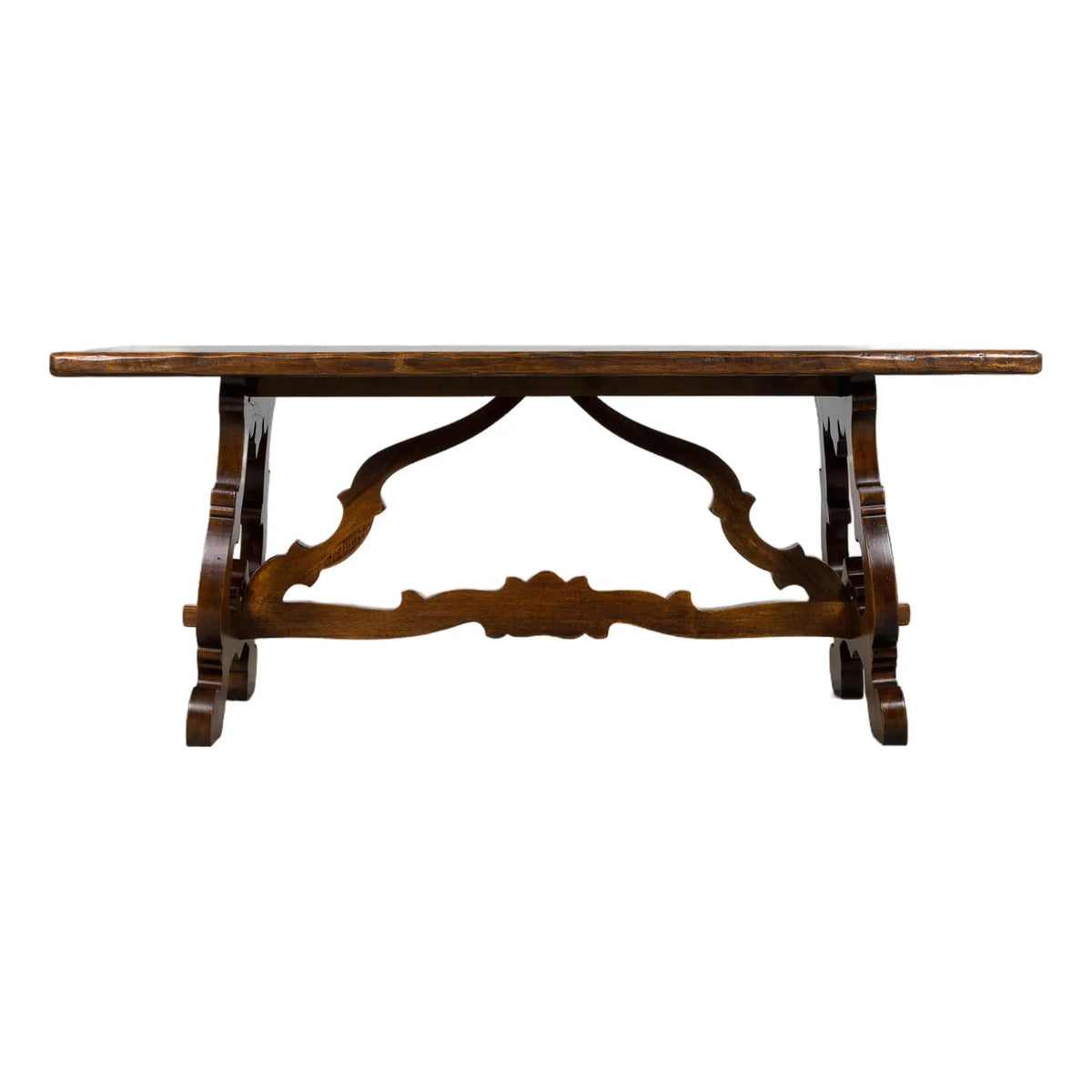 Antique Spanish Renaissance Revival Walnut Trestle Dining Table
