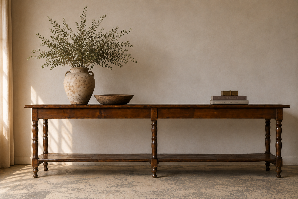 ON HOLD Mid 19th Century French Provincial Oak Draper’s Console Table