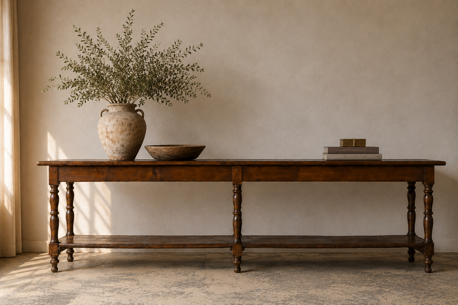 Mid 19th Century French Provincial Oak Draper’s Console Table