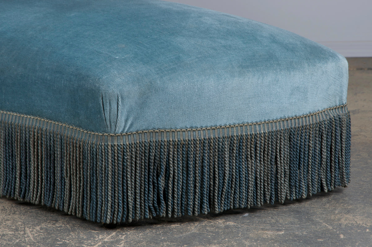 19th Century French Napoleon III Style Chaise Lounge W/ Blue Velvet