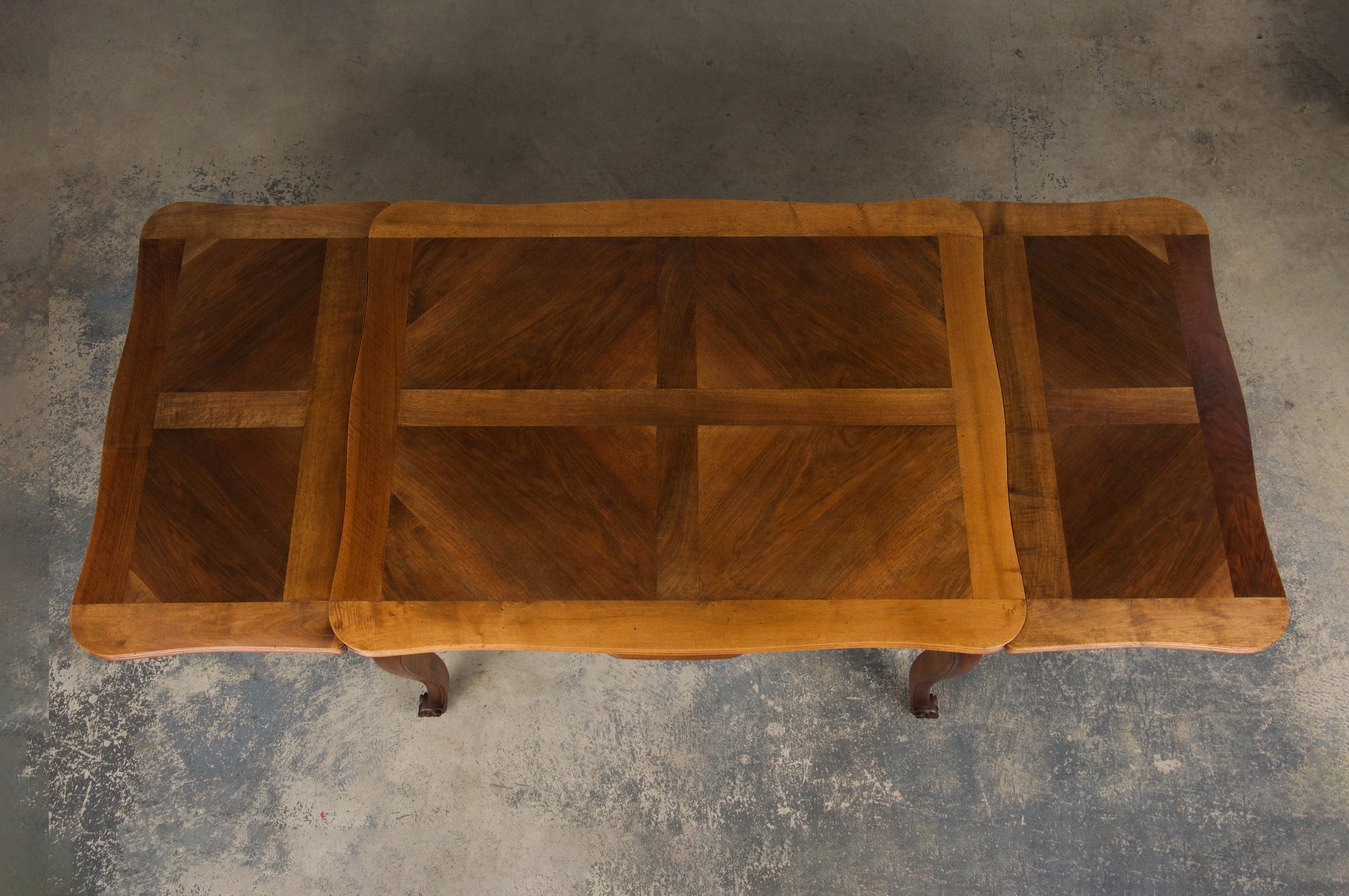 Antique Country French Louis XV Style Provincial Walnut Extendable Dining Table