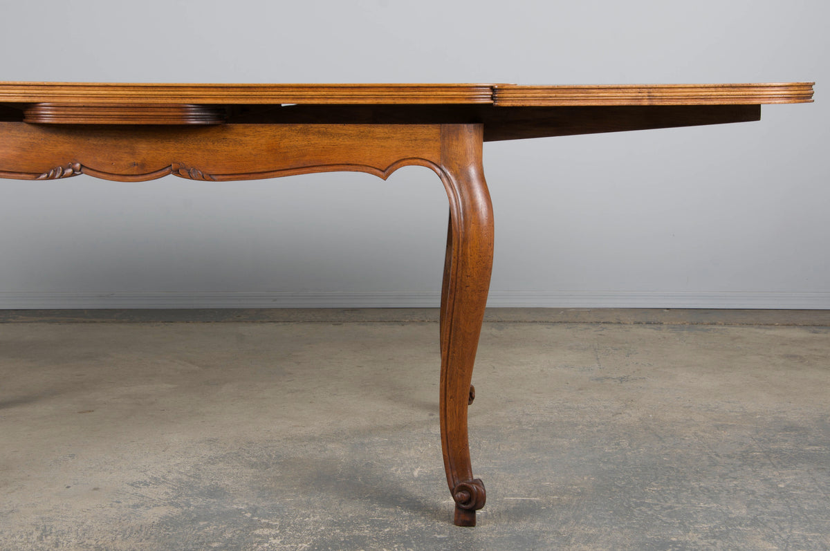 Antique Country French Louis XV Style Provincial Walnut Extendable Dining Table