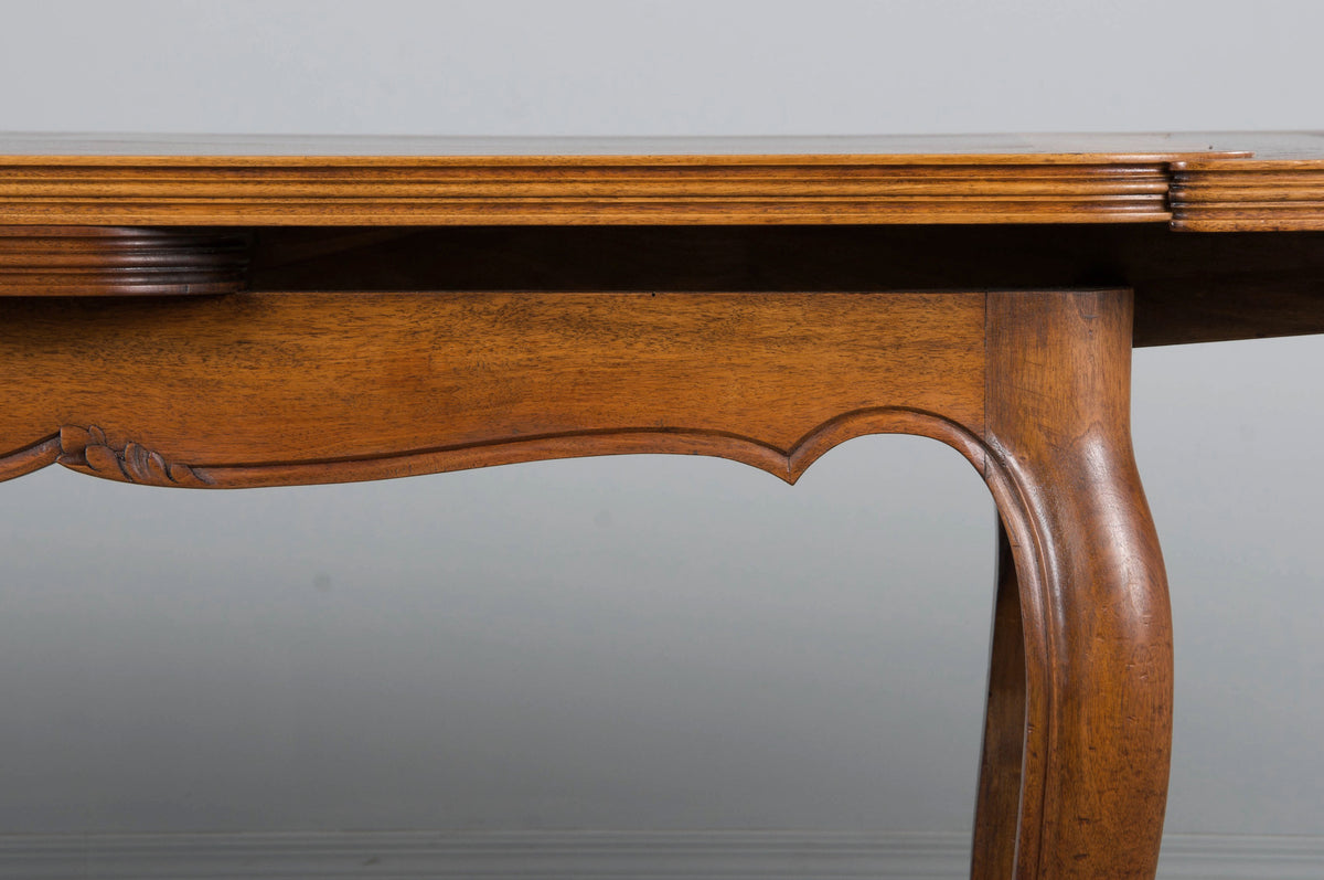 Antique Country French Louis XV Style Provincial Walnut Extendable Dining Table