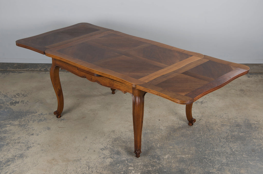 Antique Country French Louis XV Style Provincial Walnut Extendable Dining Table