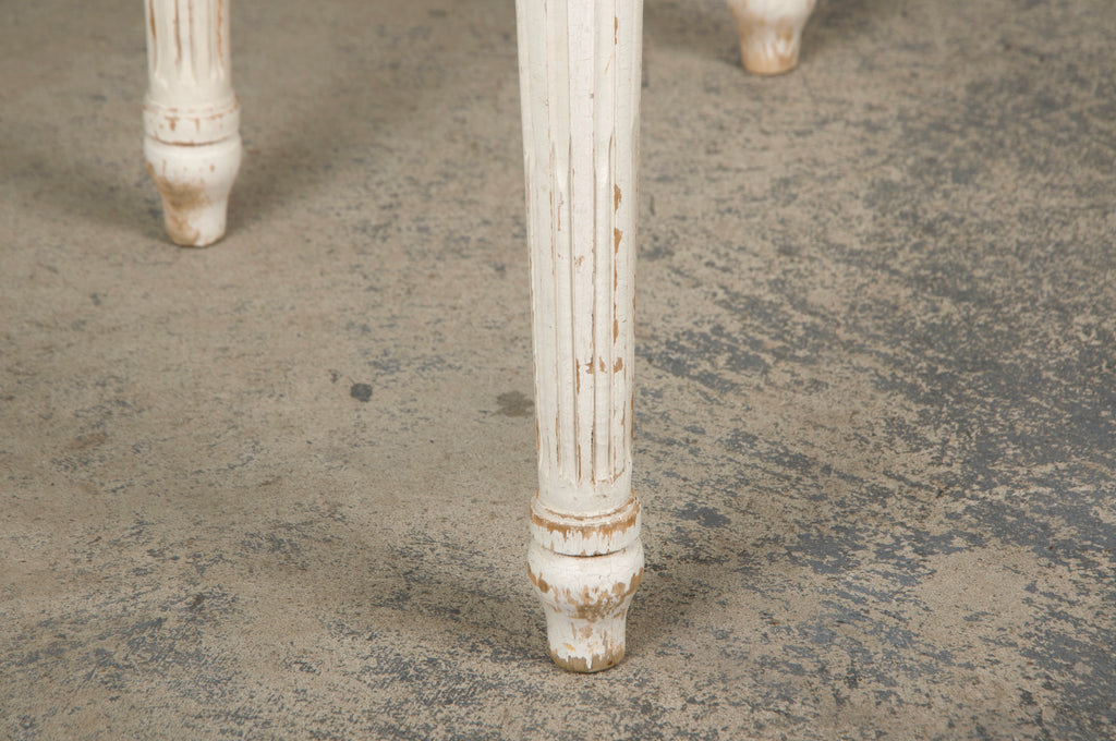 French Louis XVI Style Painted Side Chairs in Lemon Velvet - A Pair