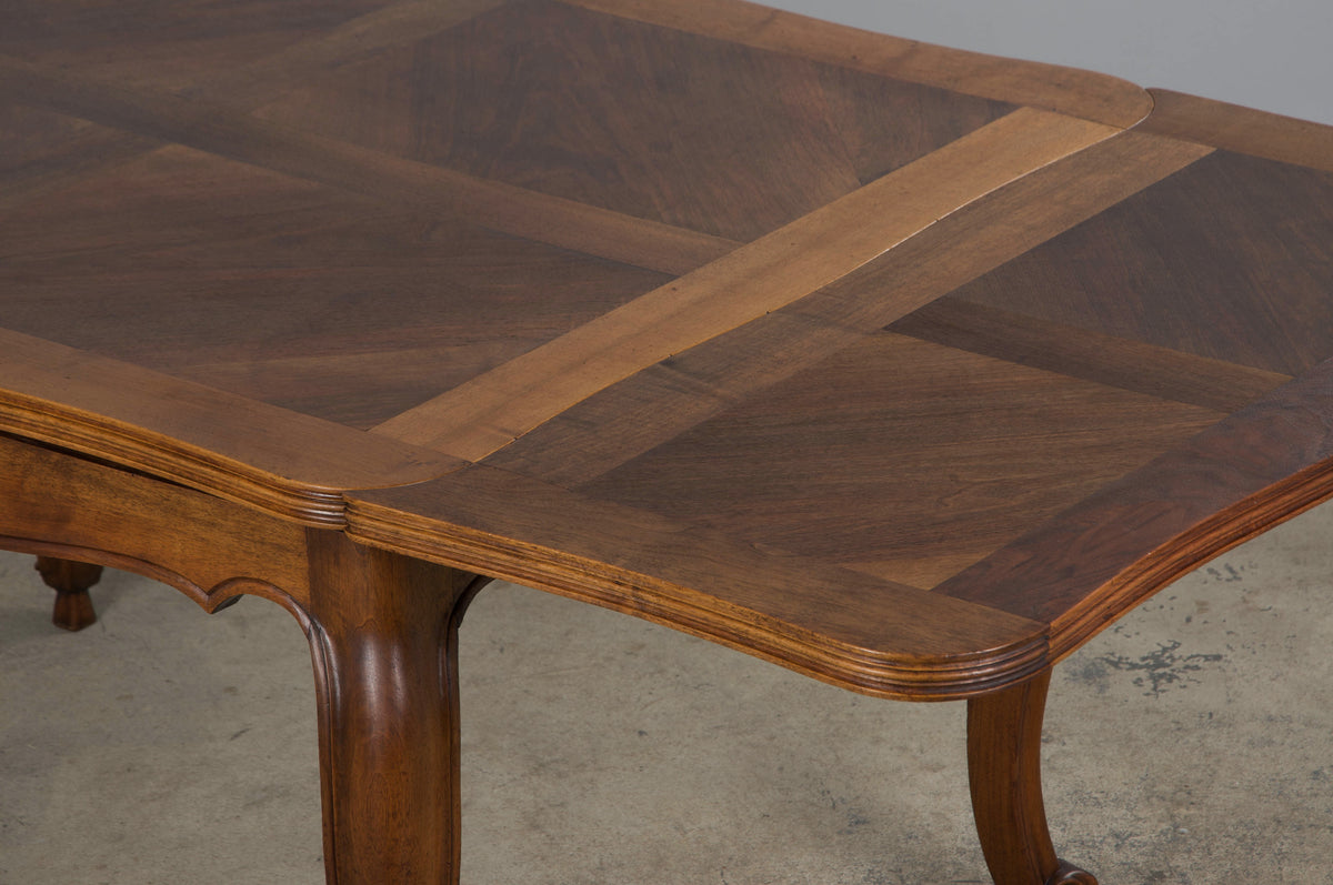 Antique Country French Louis XV Style Provincial Walnut Extendable Dining Table