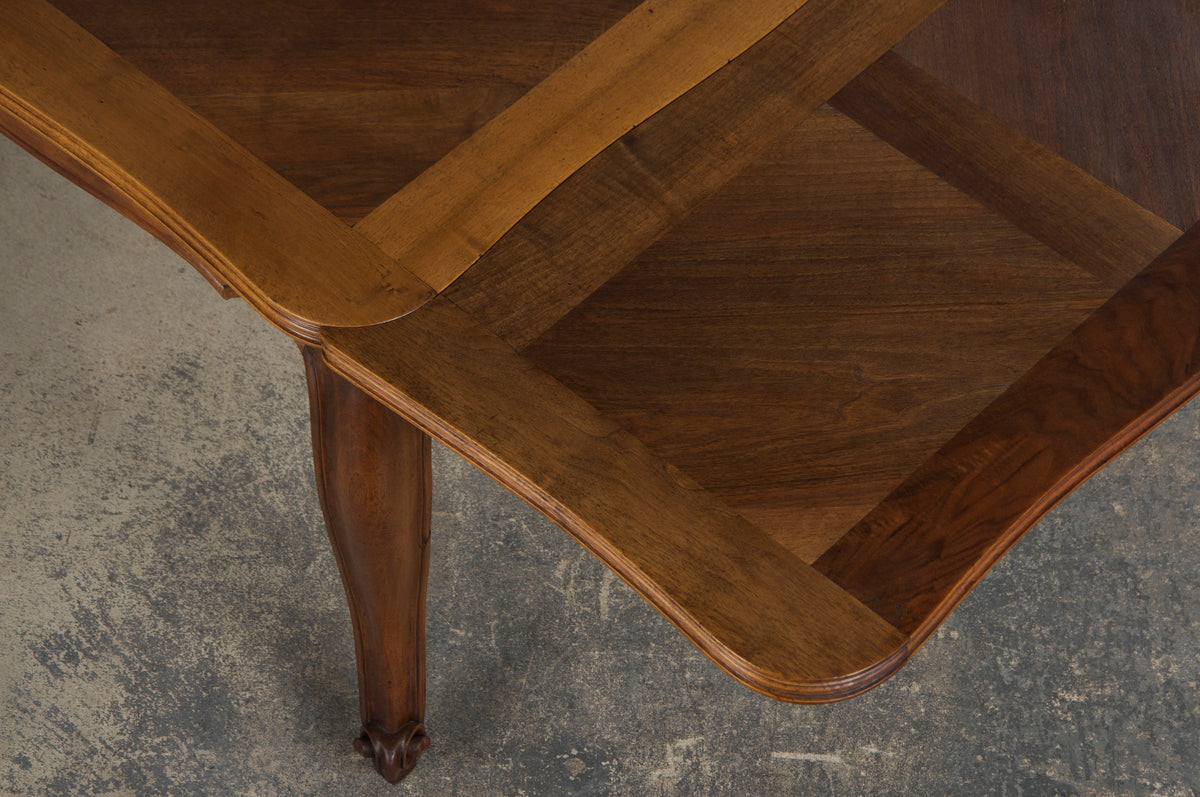 Antique Country French Louis XV Style Provincial Walnut Extendable Dining Table
