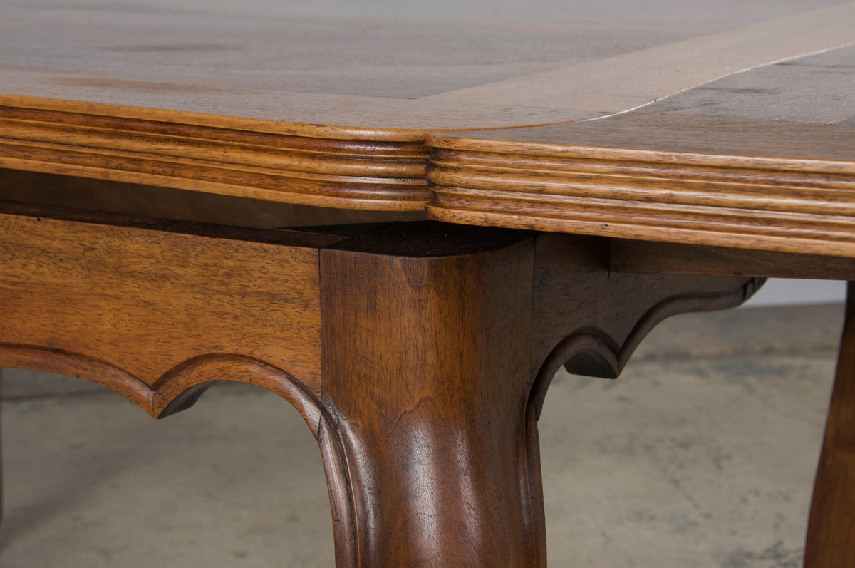 Antique Country French Louis XV Style Provincial Walnut Extendable Dining Table