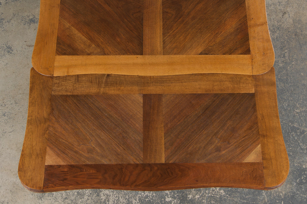 Antique Country French Louis XV Style Provincial Walnut Extendable Dining Table