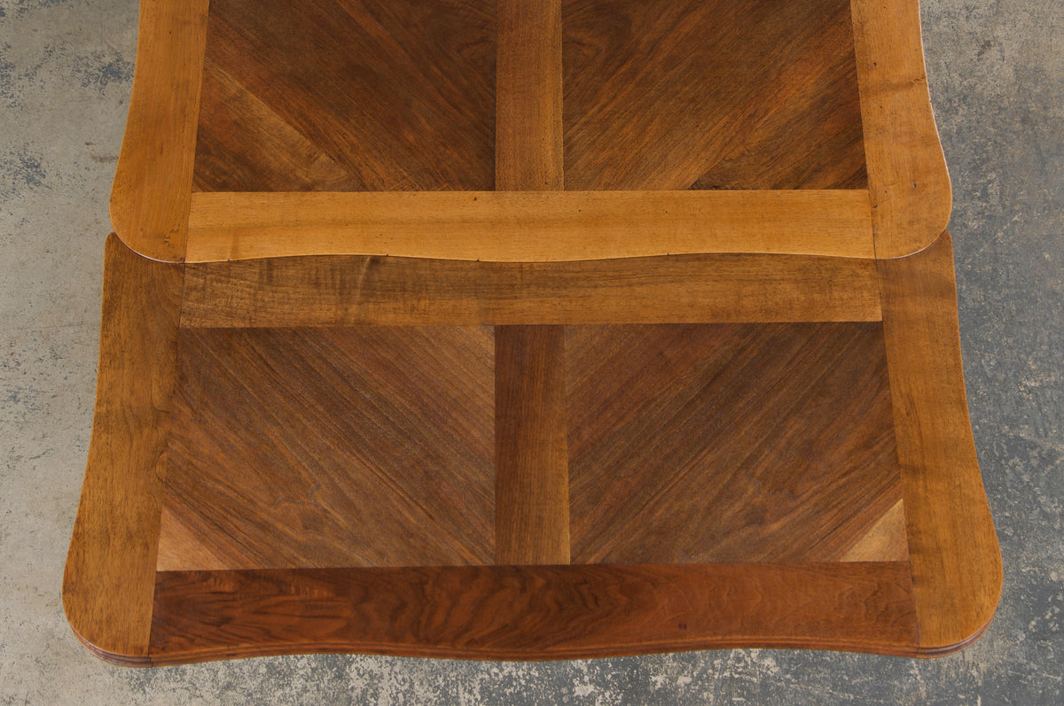 Antique Country French Louis XV Style Provincial Walnut Extendable Dining Table