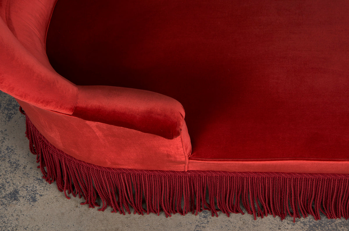 19th Century French Napoleon III Chaise Lounge W/ Red Velvet