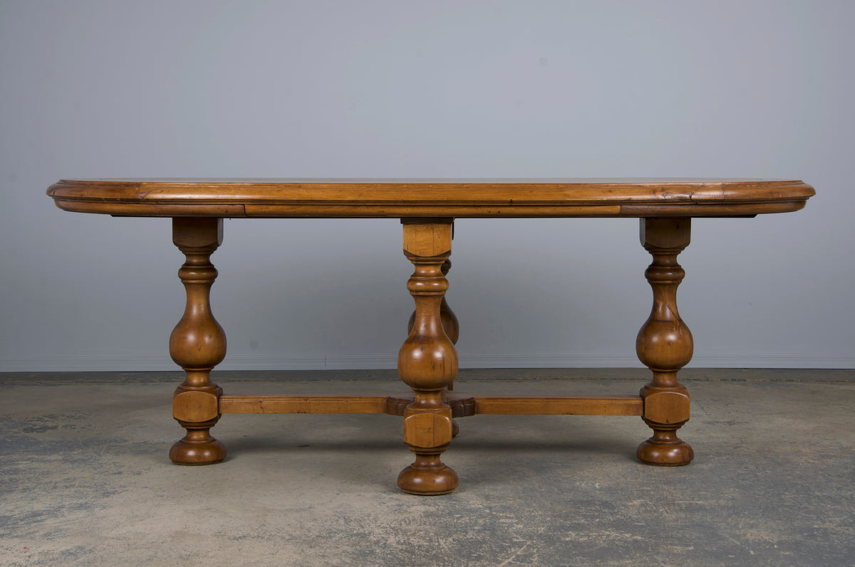 Country French Provincial Oval Farmhouse Maple Trestle Dining Table