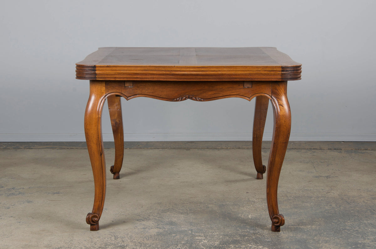 Antique Country French Louis XV Style Provincial Walnut Extendable Dining Table
