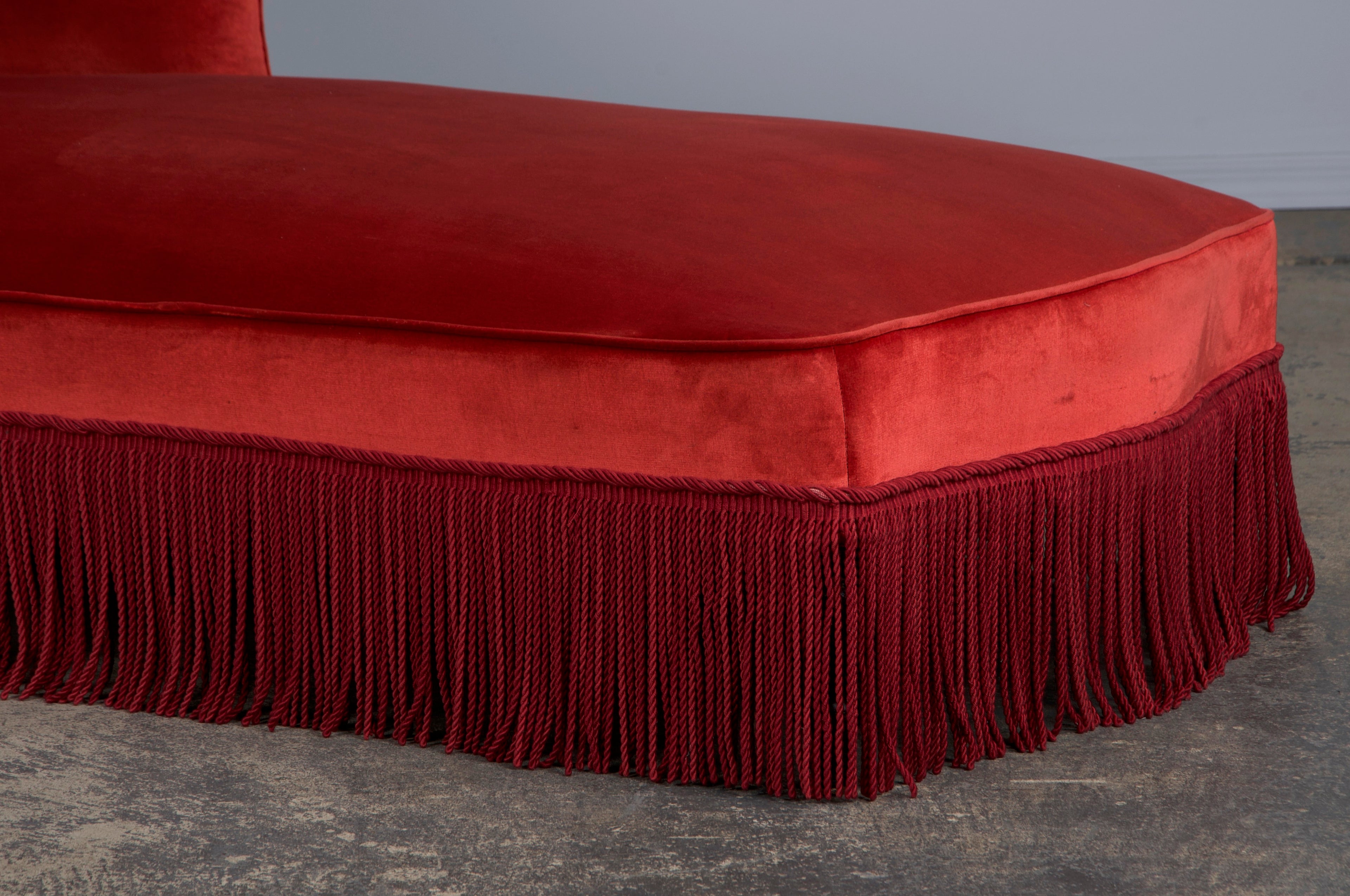 19th Century French Napoleon III Chaise Lounge W/ Red Velvet