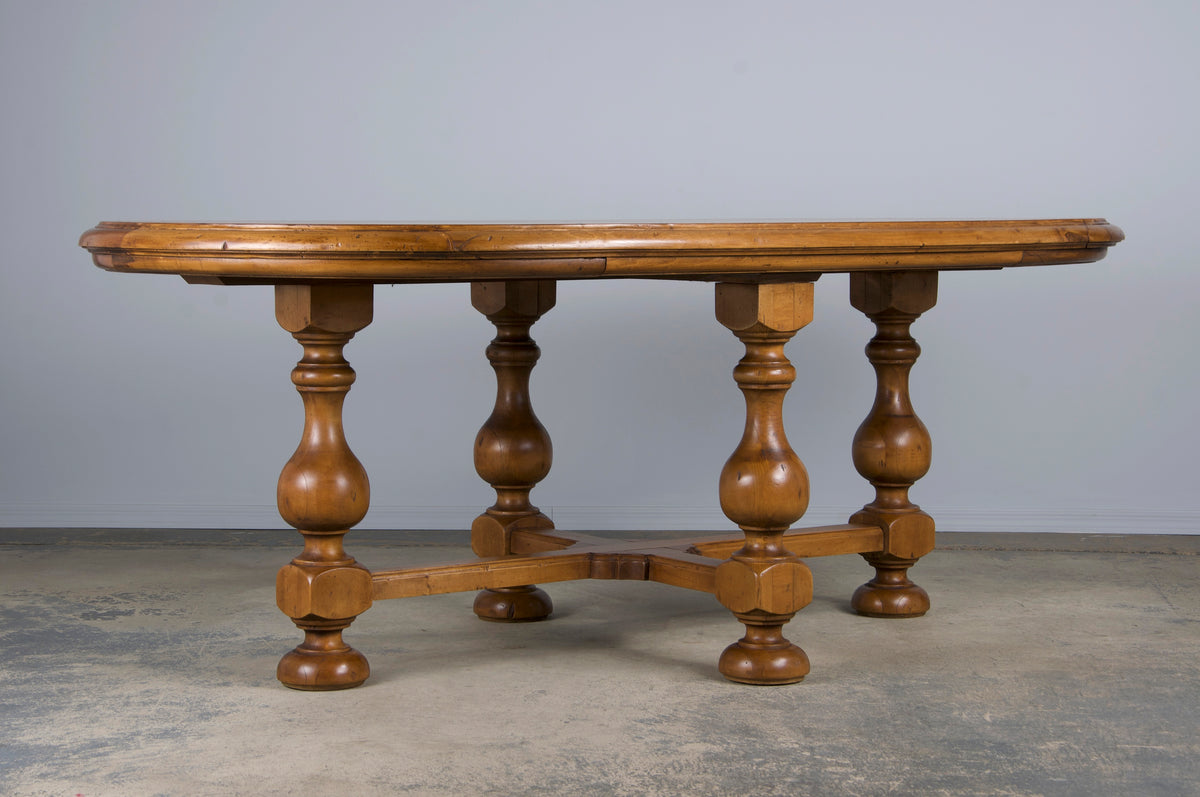 Country French Provincial Oval Farmhouse Maple Trestle Dining Table