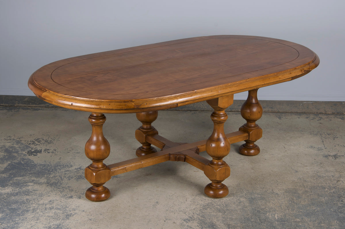 Country French Provincial Oval Farmhouse Maple Trestle Dining Table