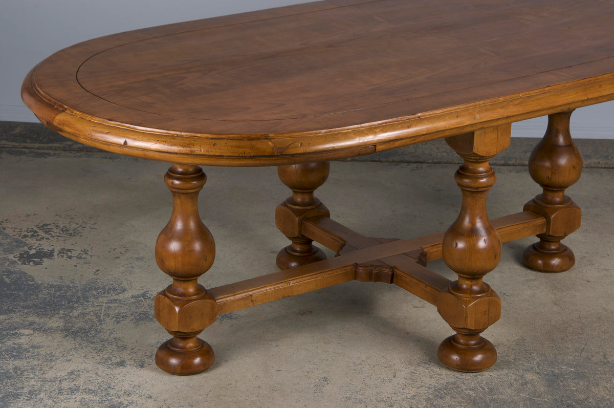 Country French Provincial Oval Farmhouse Maple Trestle Dining Table