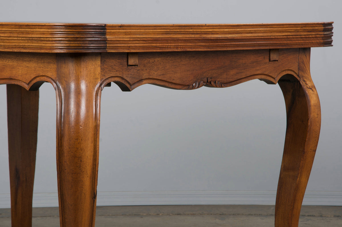 Antique Country French Louis XV Style Provincial Walnut Extendable Dining Table