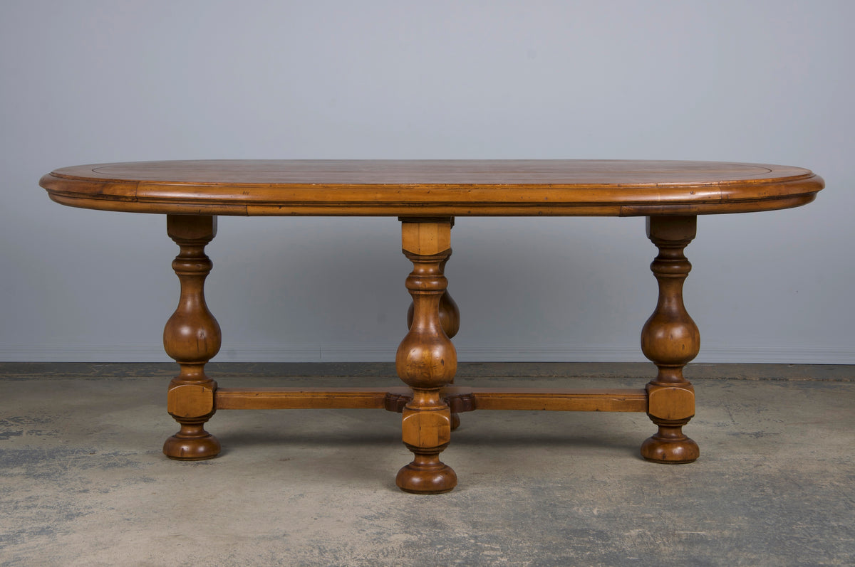 Country French Provincial Oval Farmhouse Maple Trestle Dining Table