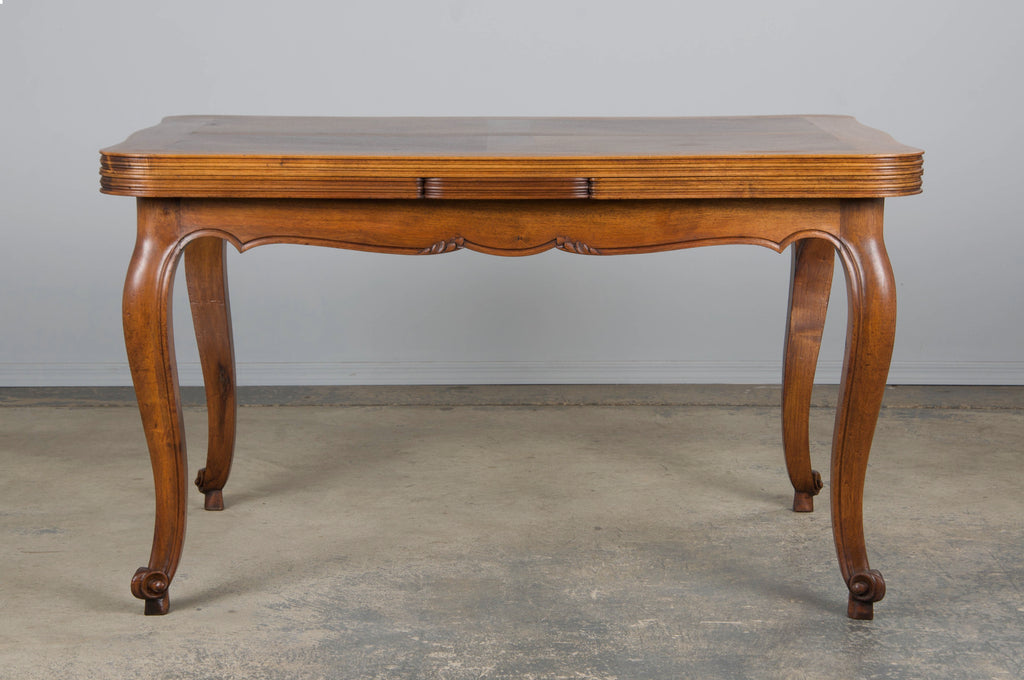 Antique Country French Louis XV Style Provincial Walnut Extendable Dining Table