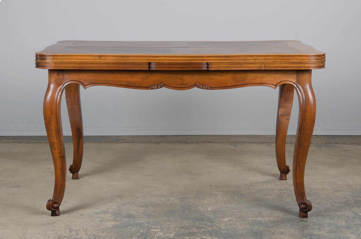Antique Country French Louis XV Style Provincial Walnut Extendable Dining Table