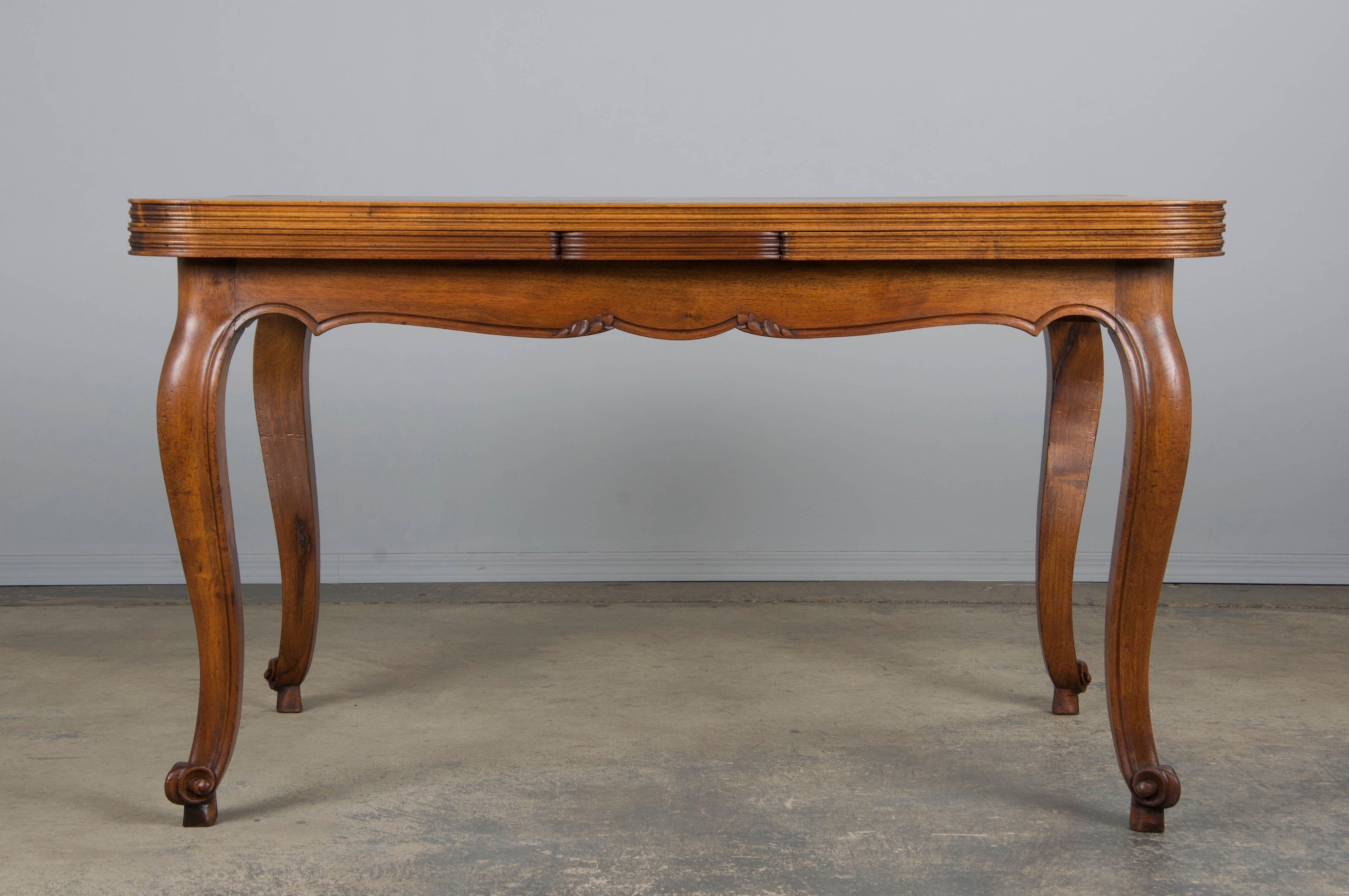 Antique Country French Louis XV Style Provincial Walnut Extendable Dining Table