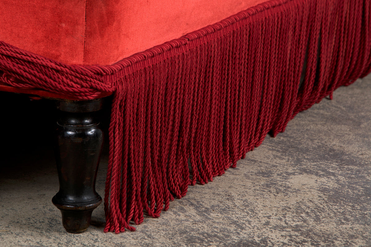 19th Century French Napoleon III Chaise Lounge W/ Red Velvet