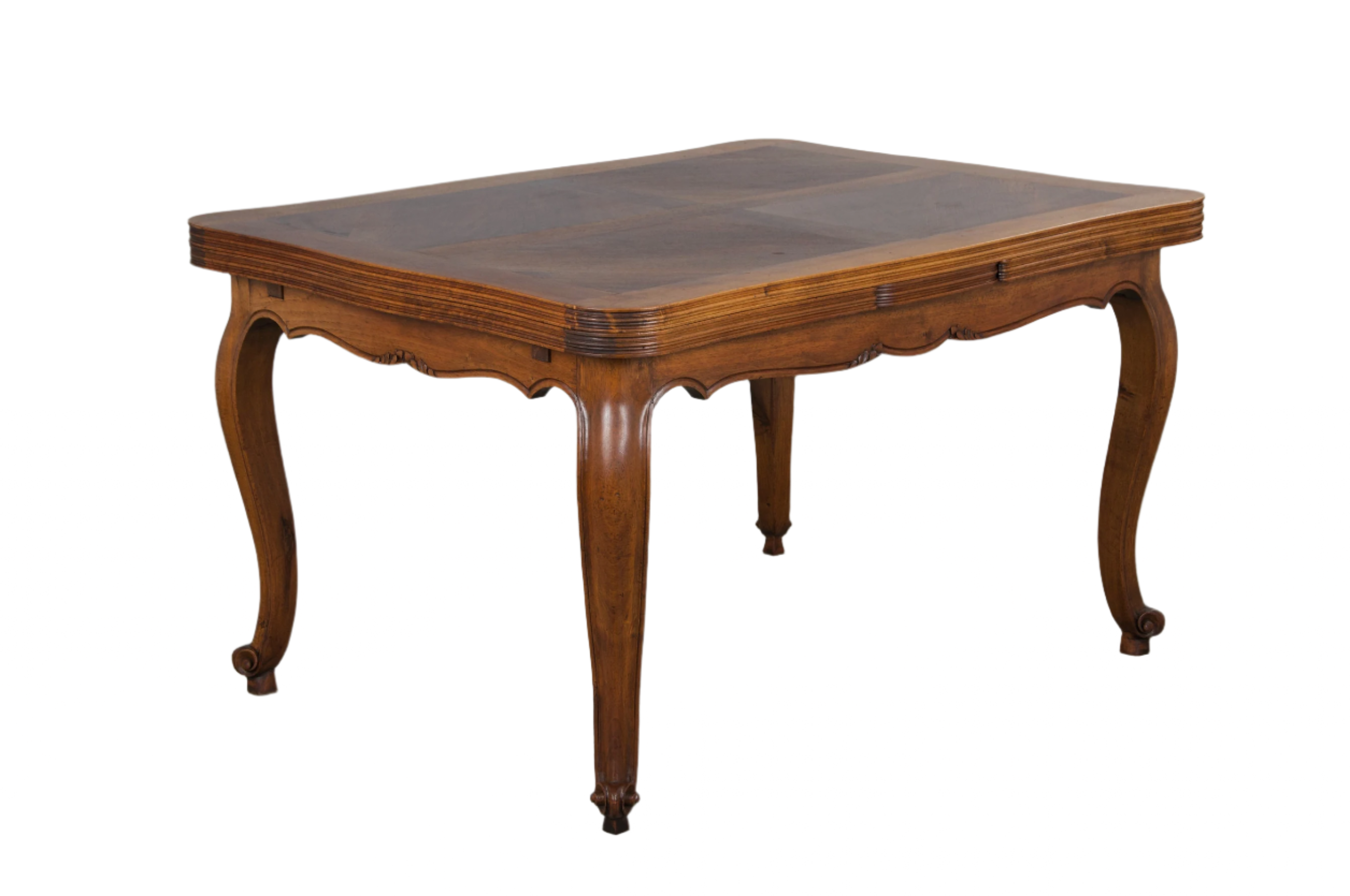 Antique Country French Louis XV Style Provincial Walnut Extendable Dining Table