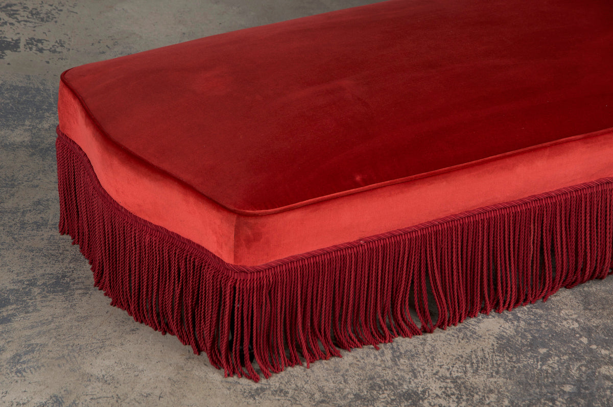 19th Century French Napoleon III Chaise Lounge W/ Red Velvet