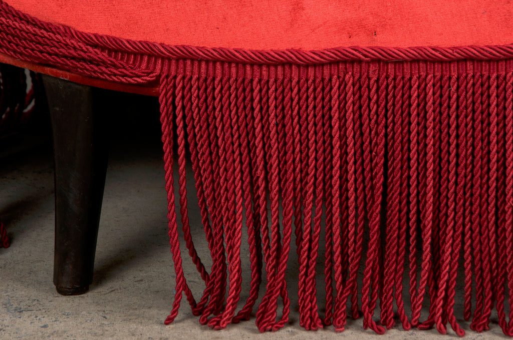 19th Century French Napoleon III Chaise Lounge W/ Red Velvet