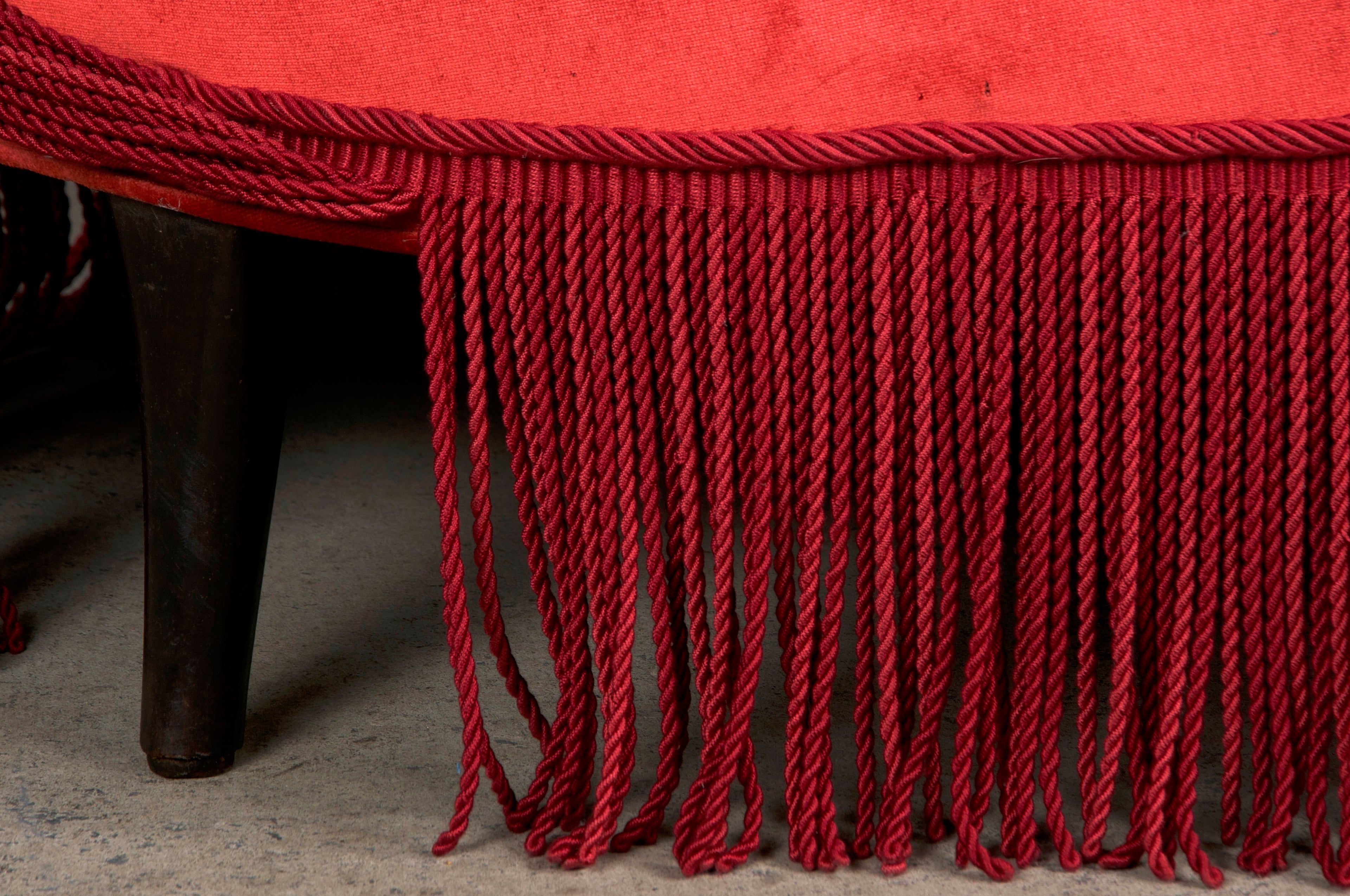 19th Century French Napoleon III Chaise Lounge W/ Red Velvet