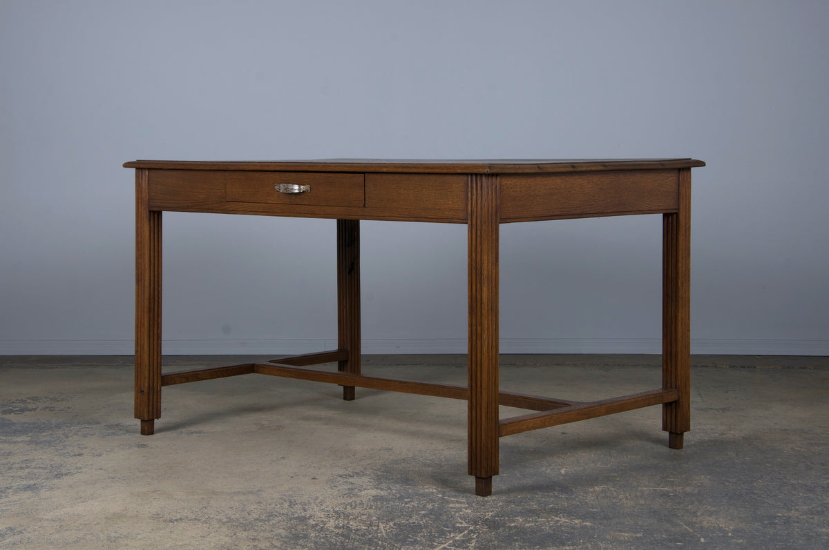 1930s French Art Deco Oak Writing Desk