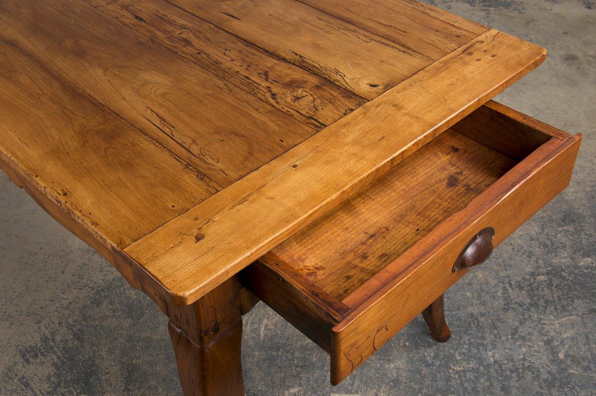 19th Century Country French Provincial Fruitwood Farmhouse Harvest Dining Table