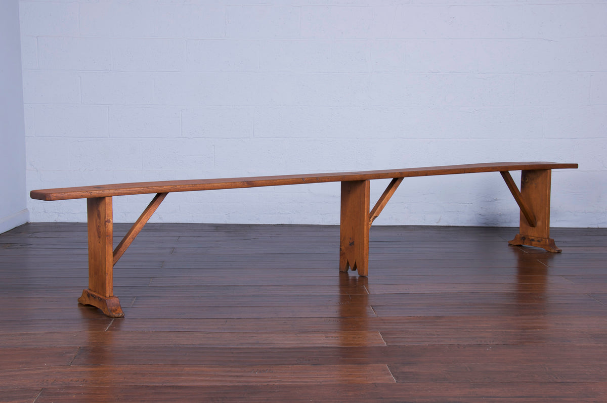 19th Century Country French Farmhouse Mixed Wood Harvest Bench