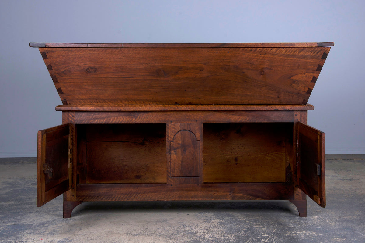 Antique Country French Provincial Walnut Dough Bin Cabinet