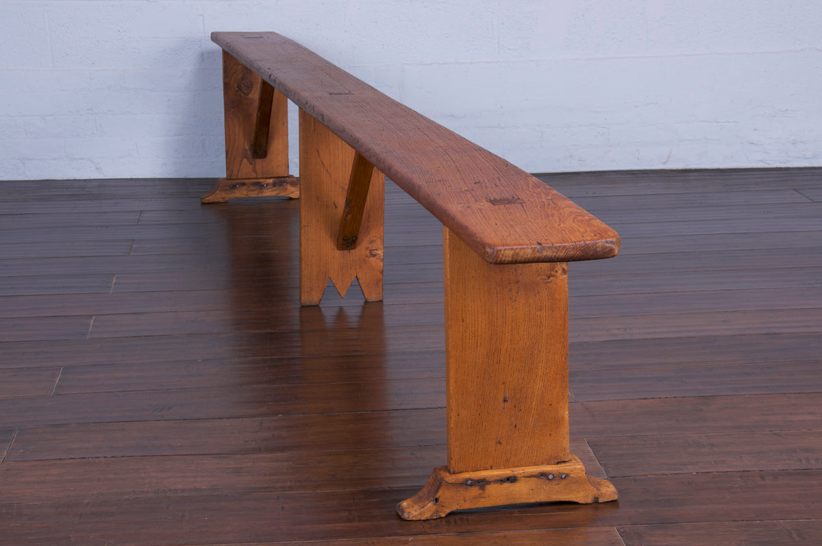 19th Century Country French Farmhouse Mixed Wood Harvest Bench