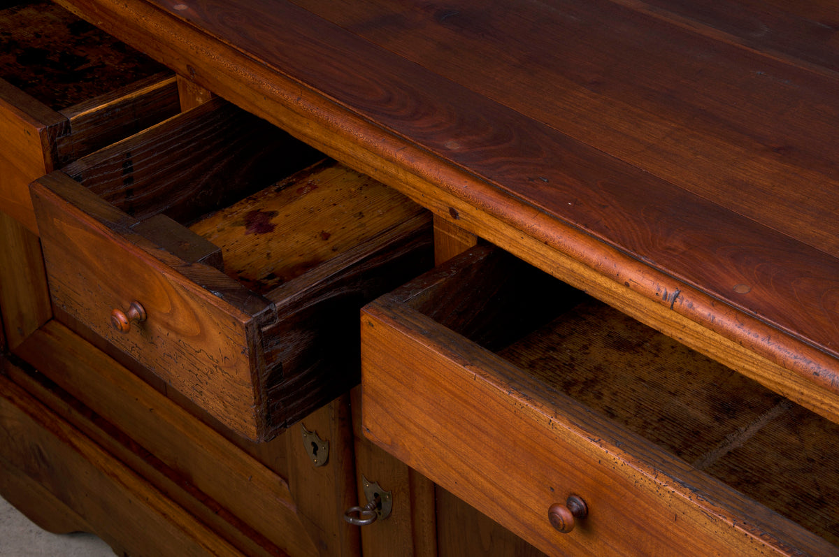 Antique Country French Louis Philippe Style Walnut Buffet or Cabinet