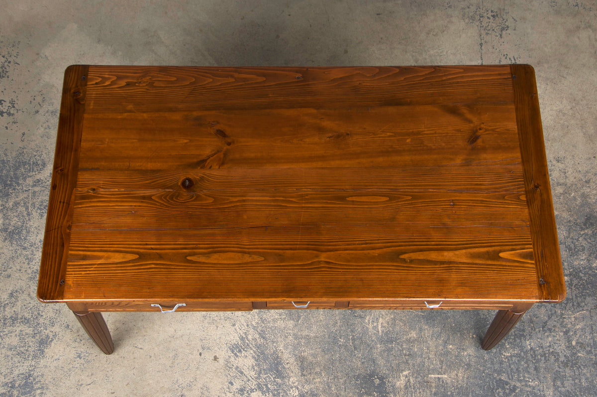 1930s French Art Deco Mixed Wood Farmhouse Table