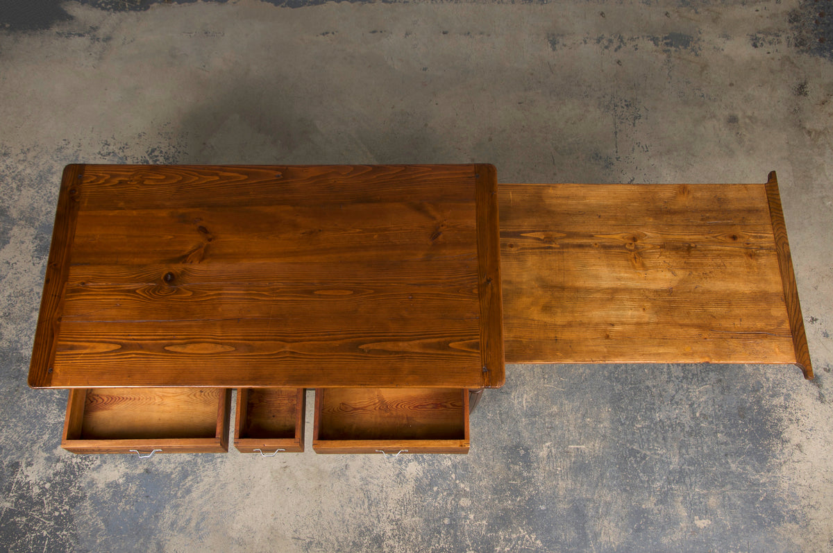 1930s French Art Deco Mixed Wood Farmhouse Table